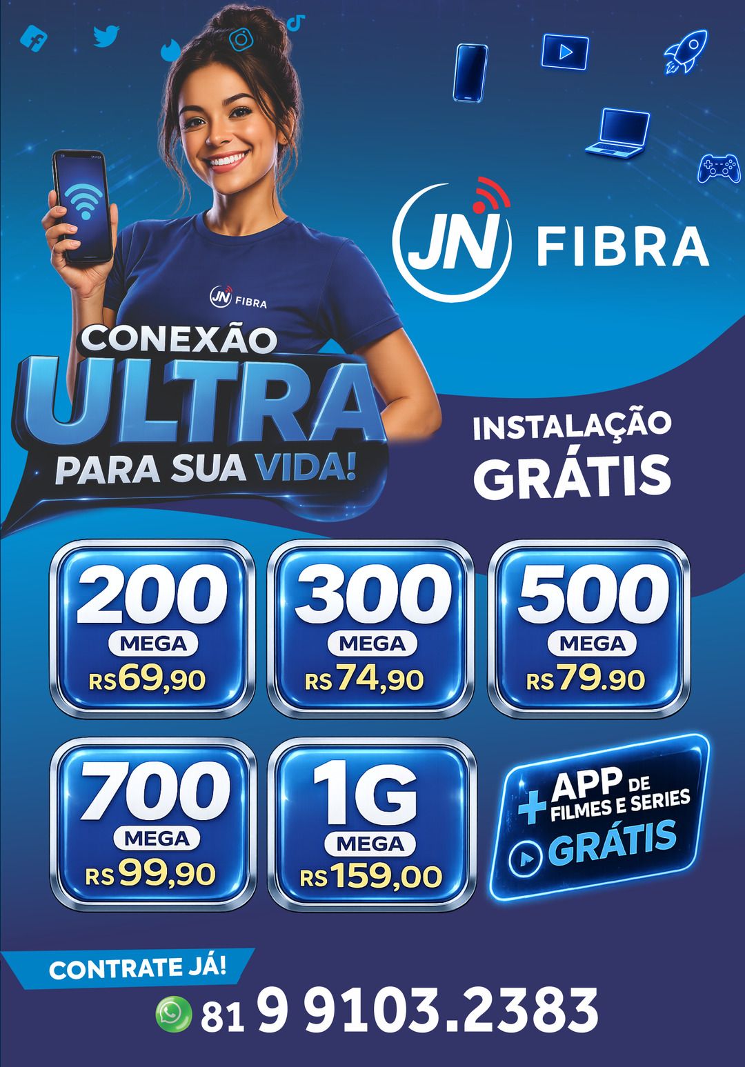 Campanha JN Fibra com planos de internet